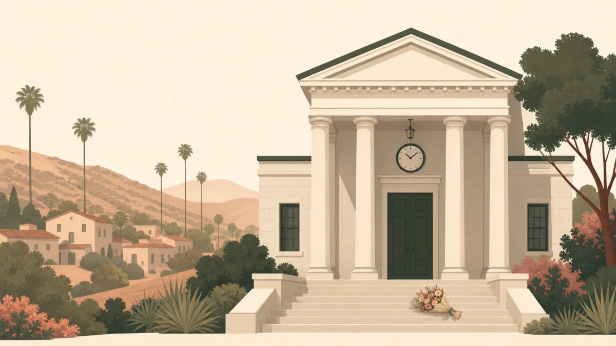 Illustration of courthouse and city hall ceremonies in the Los Angeles area