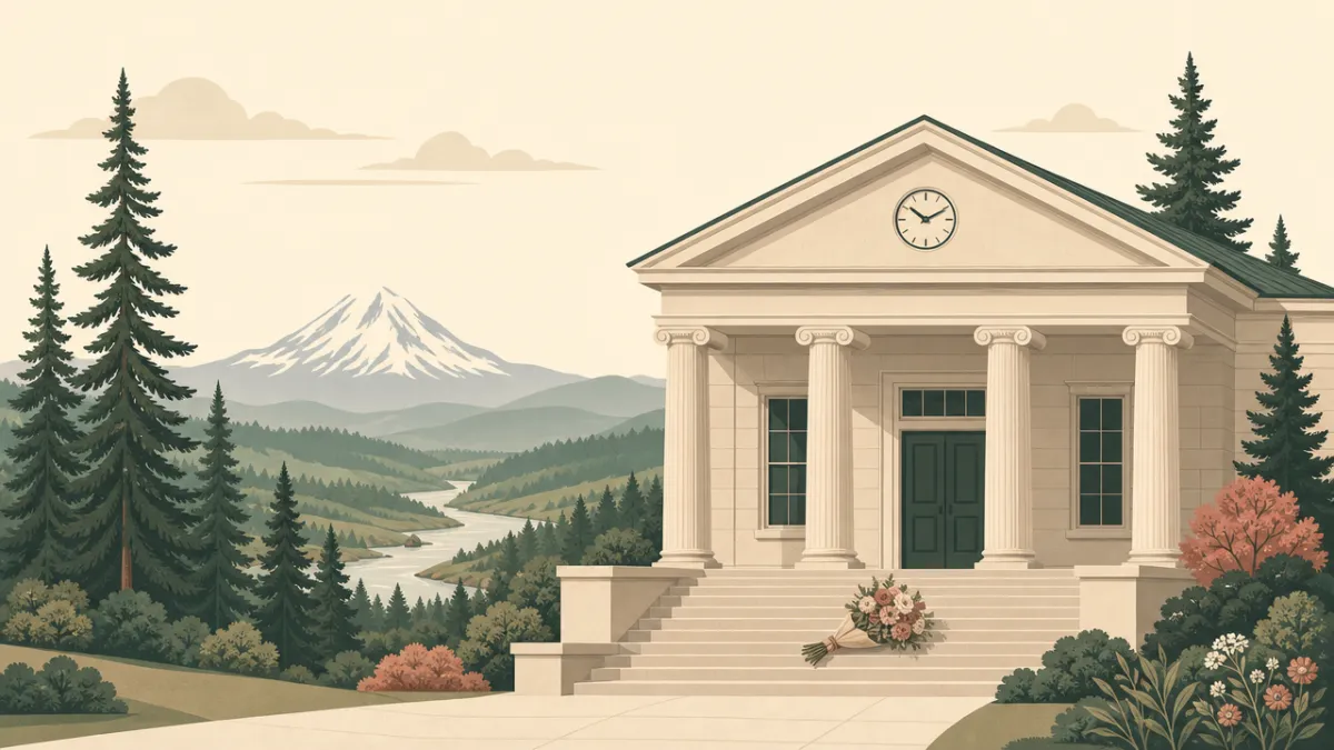 Illustration of courthouse and city hall ceremonies in the Portland area