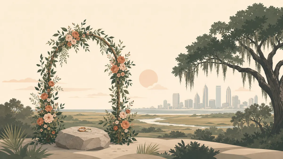 Illustration of ceremony-only elopement sites in the Houston area