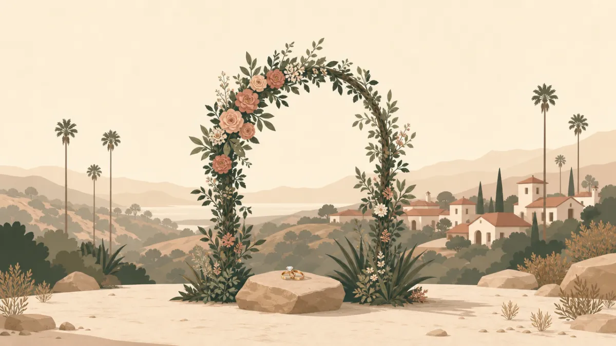 Illustration of ceremony-only elopement sites in the Los Angeles area