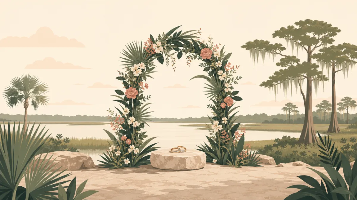 Illustration of ceremony-only elopement sites in the Orlando area