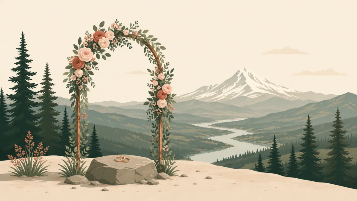 Illustration of ceremony-only elopement sites in the Portland area