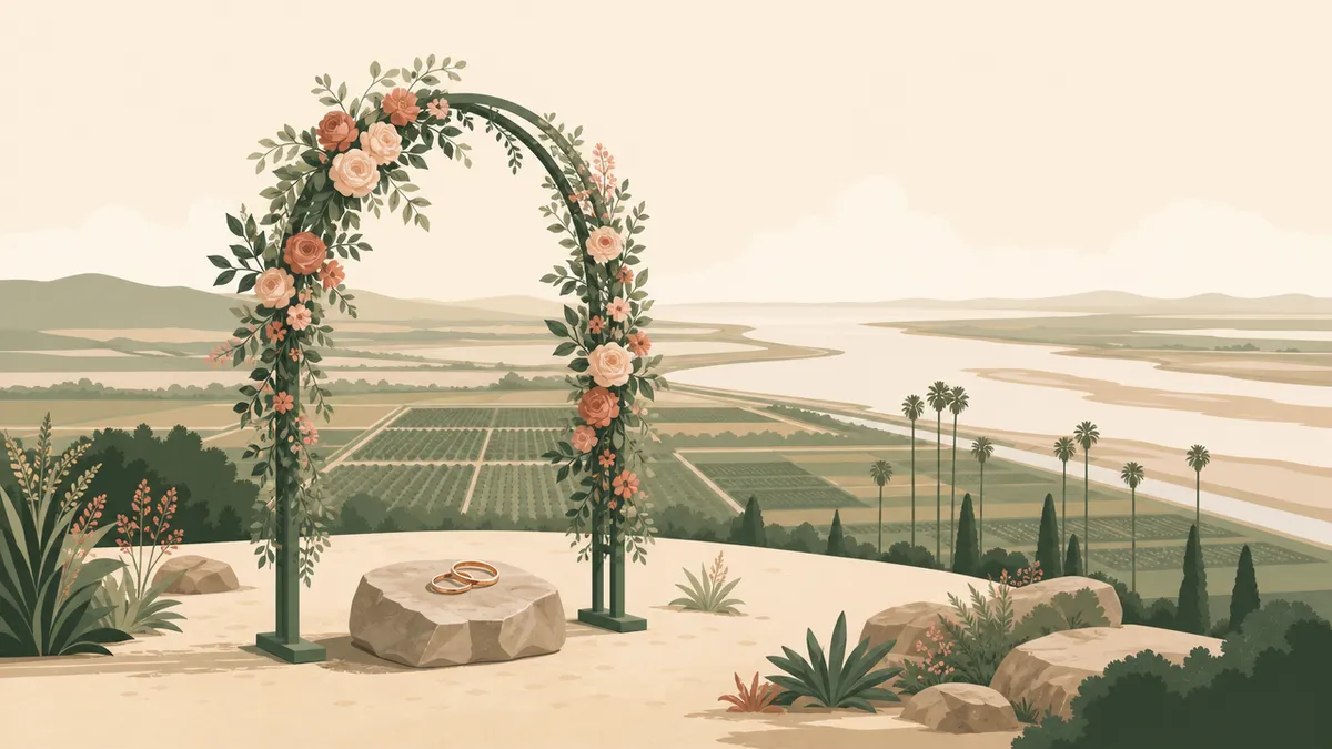 Illustration of ceremony-only elopement sites in the Sacramento area