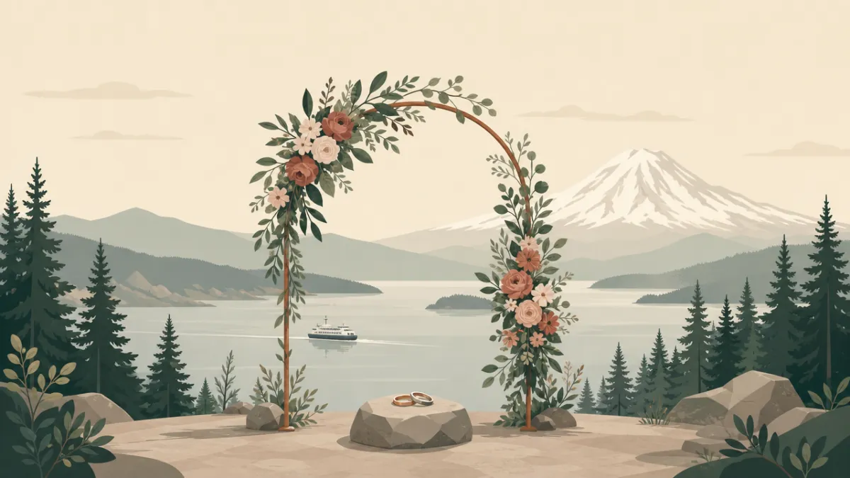 Illustration of ceremony-only elopement sites in the Seattle area