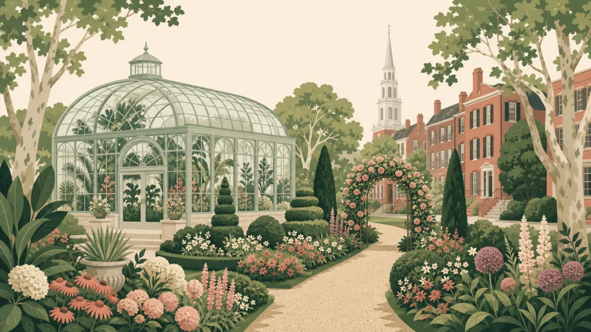 Illustration of garden and conservatory venues in the Philadelphia area