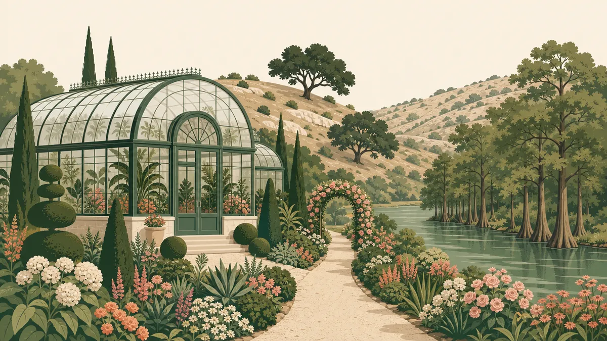 Illustration of garden and conservatory venues in the San Antonio area