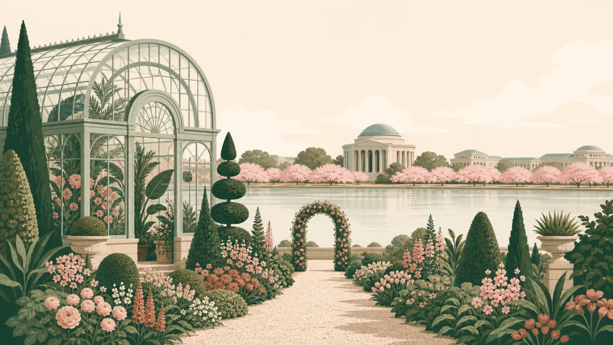 Illustration of garden and conservatory venues in the Washington, DC area