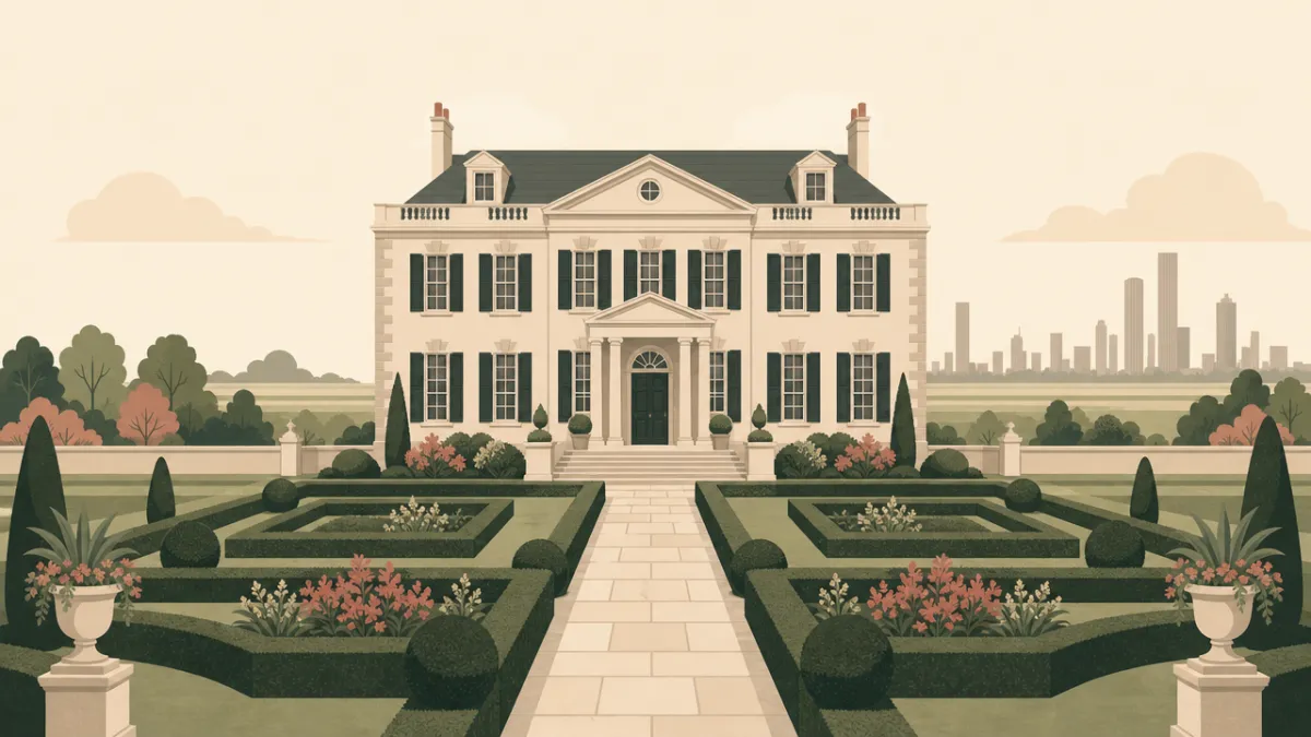 Illustration of historic estate and mansion venues in the Chicago area
