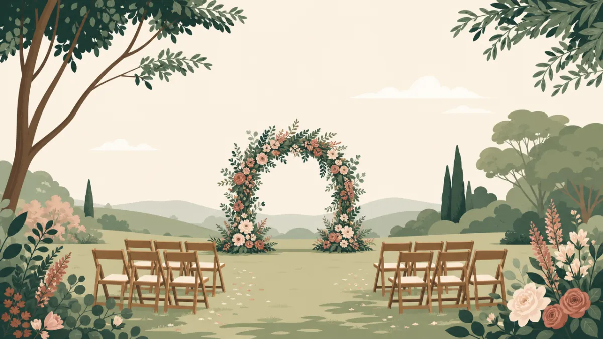Illustration of outdoor ceremony and reception sites