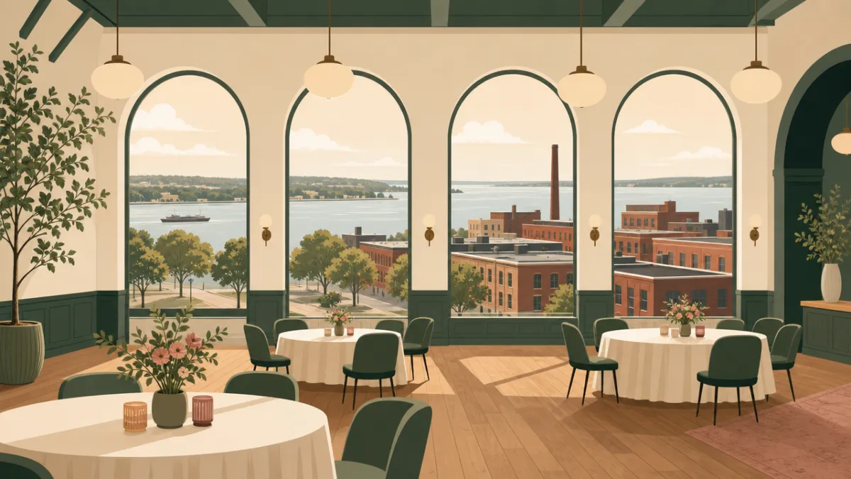 Illustration of indoor venues in the Detroit area