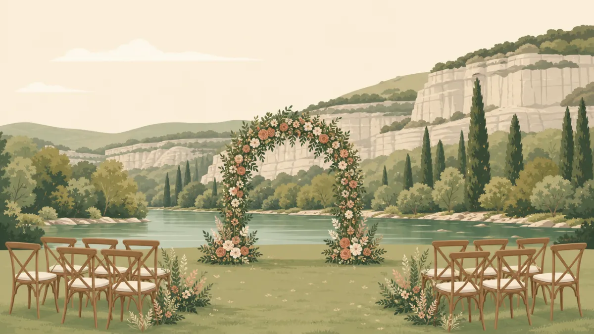 Illustration of a small wedding setting in the Austin area