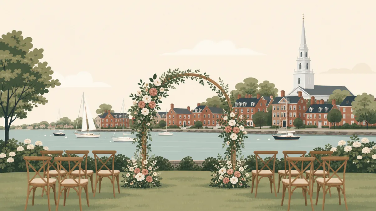 Illustration of a small wedding setting in the Boston area