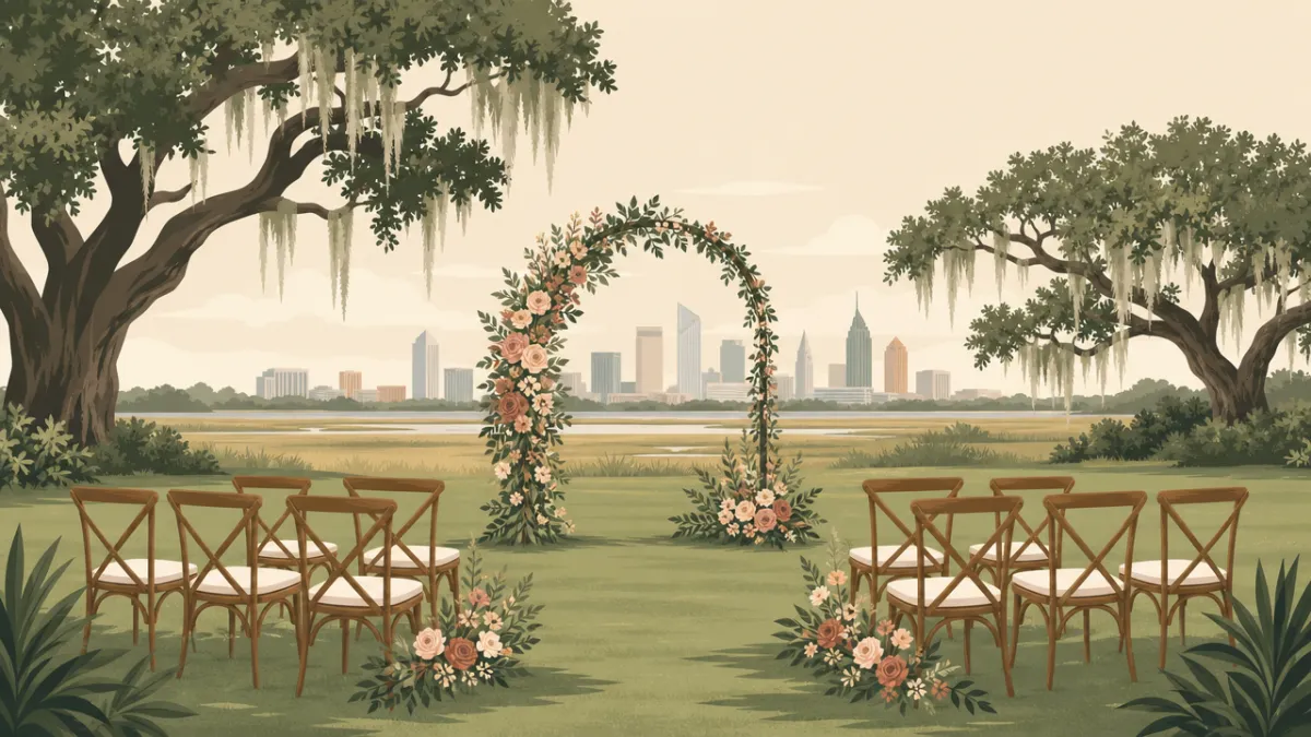 Illustration of a small wedding setting in the Houston area