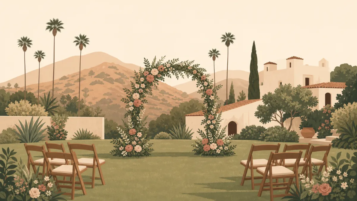 Illustration of a small wedding setting in the Los Angeles area