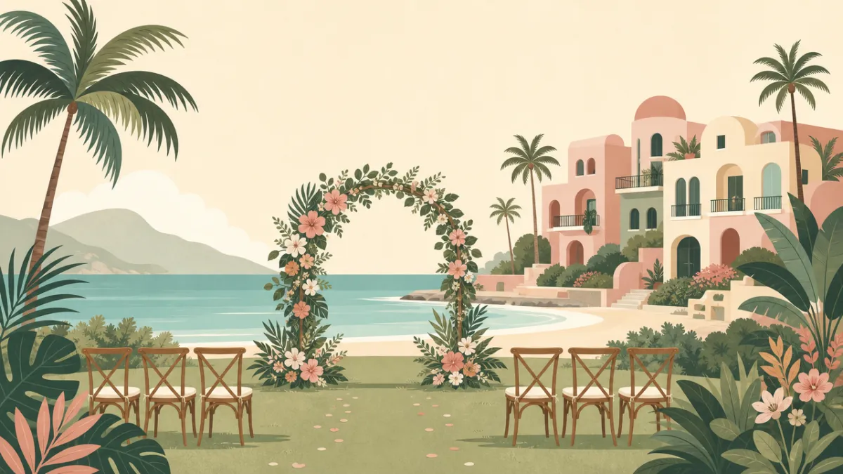 Illustration of a small wedding setting in the Miami area