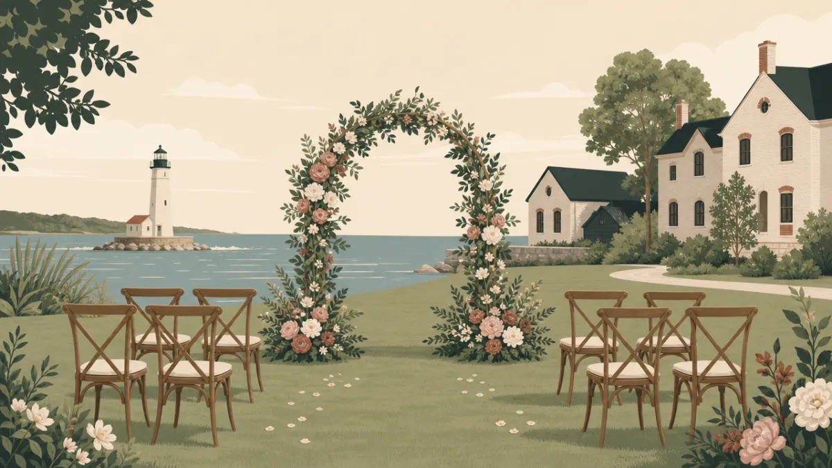 Illustration of a small wedding setting in the Milwaukee area