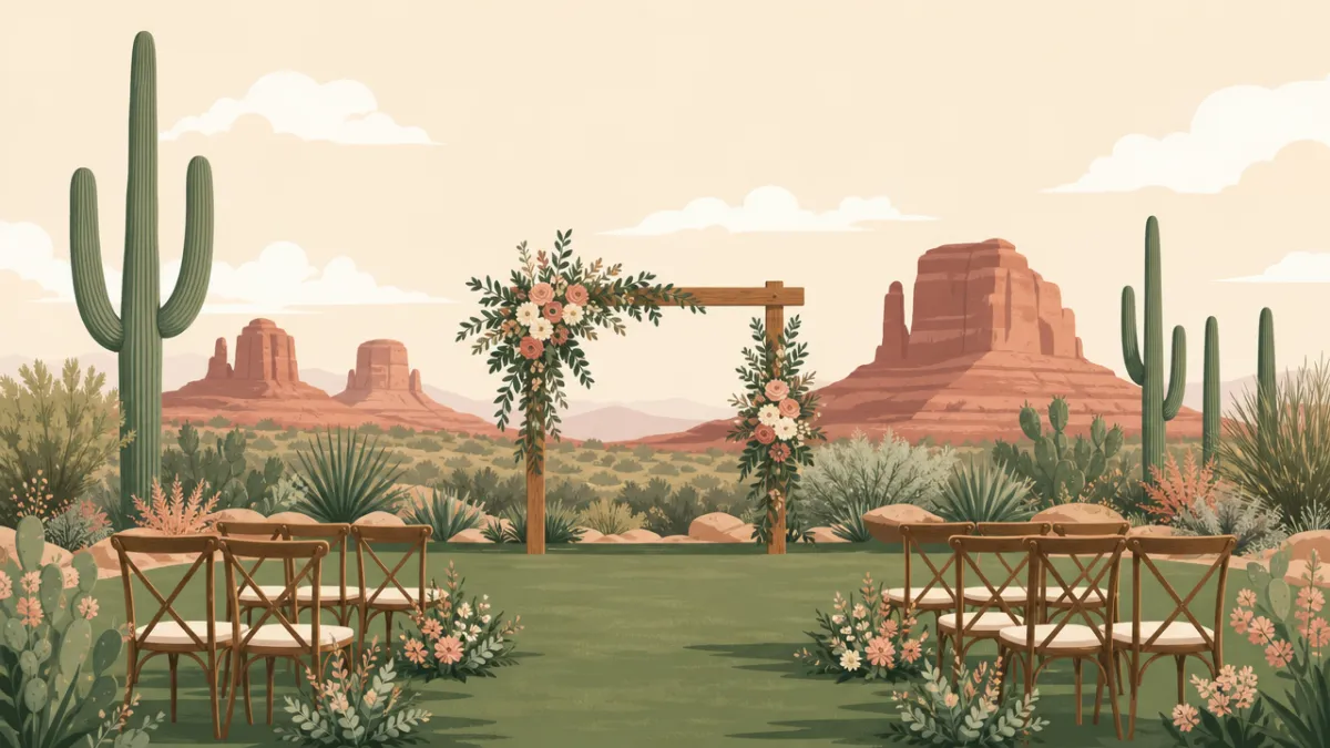 Illustration of a small wedding setting in the Phoenix area
