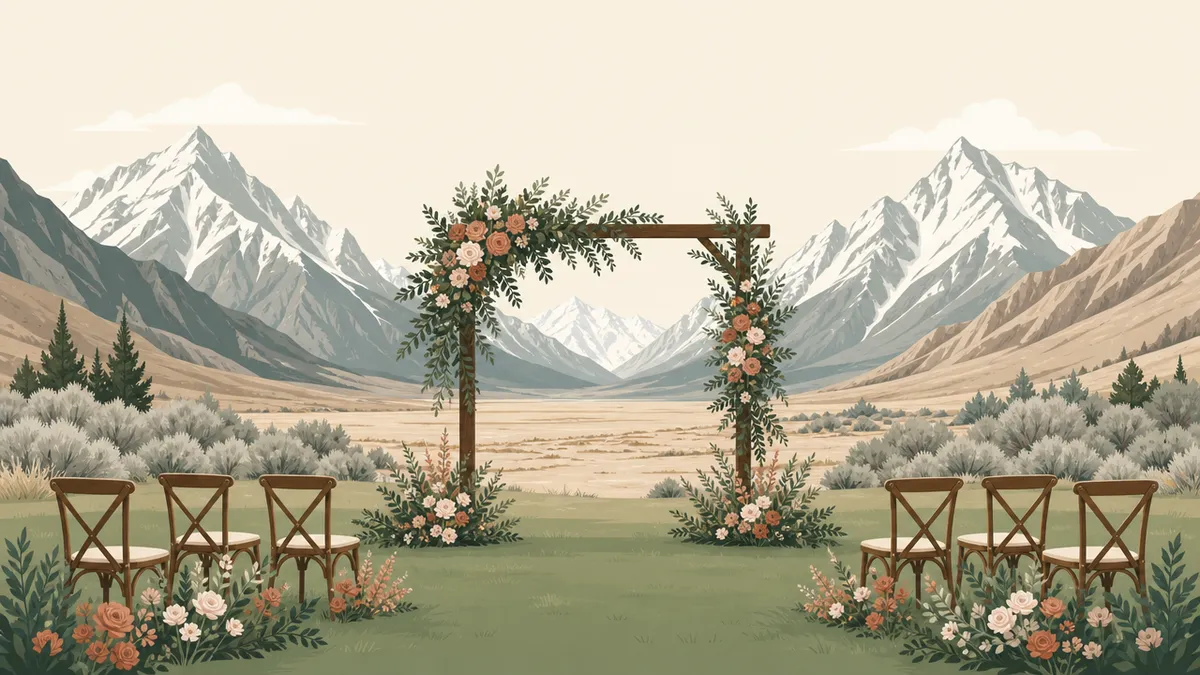 Illustration of a small wedding setting in the Salt Lake City area