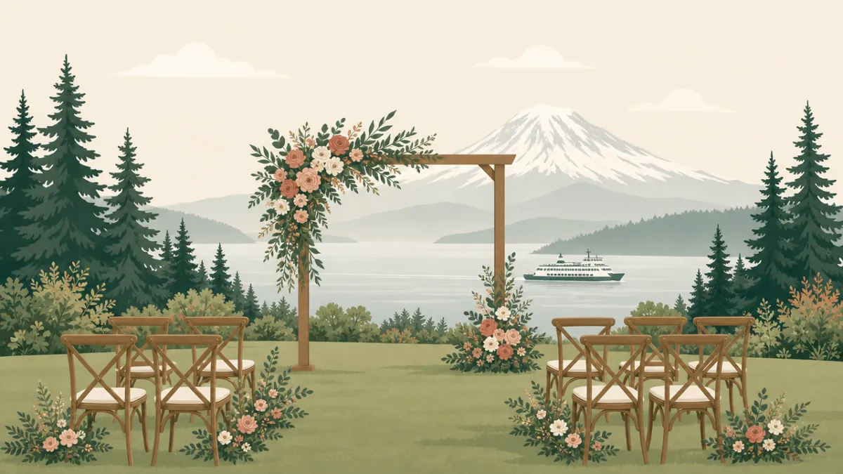 Illustration of a small wedding setting in the Seattle area