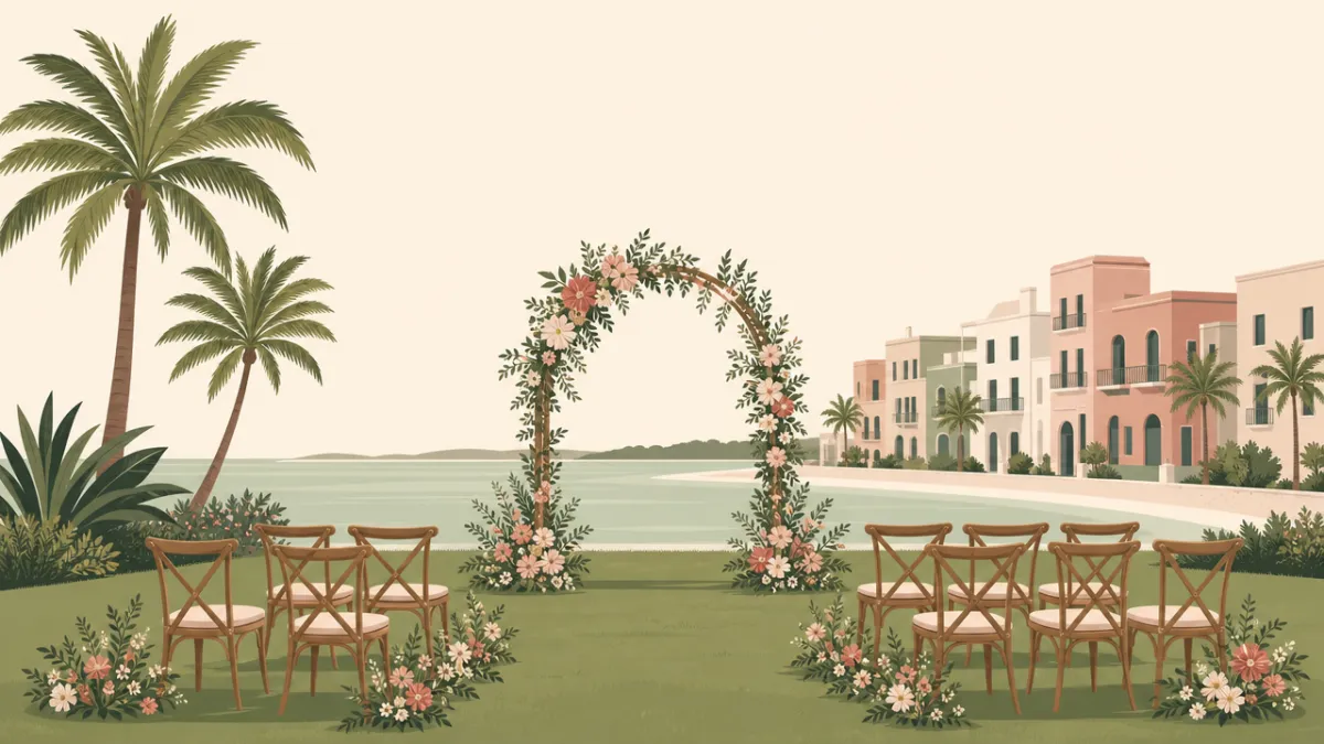 Illustration of a small wedding setting in the Tampa Bay area