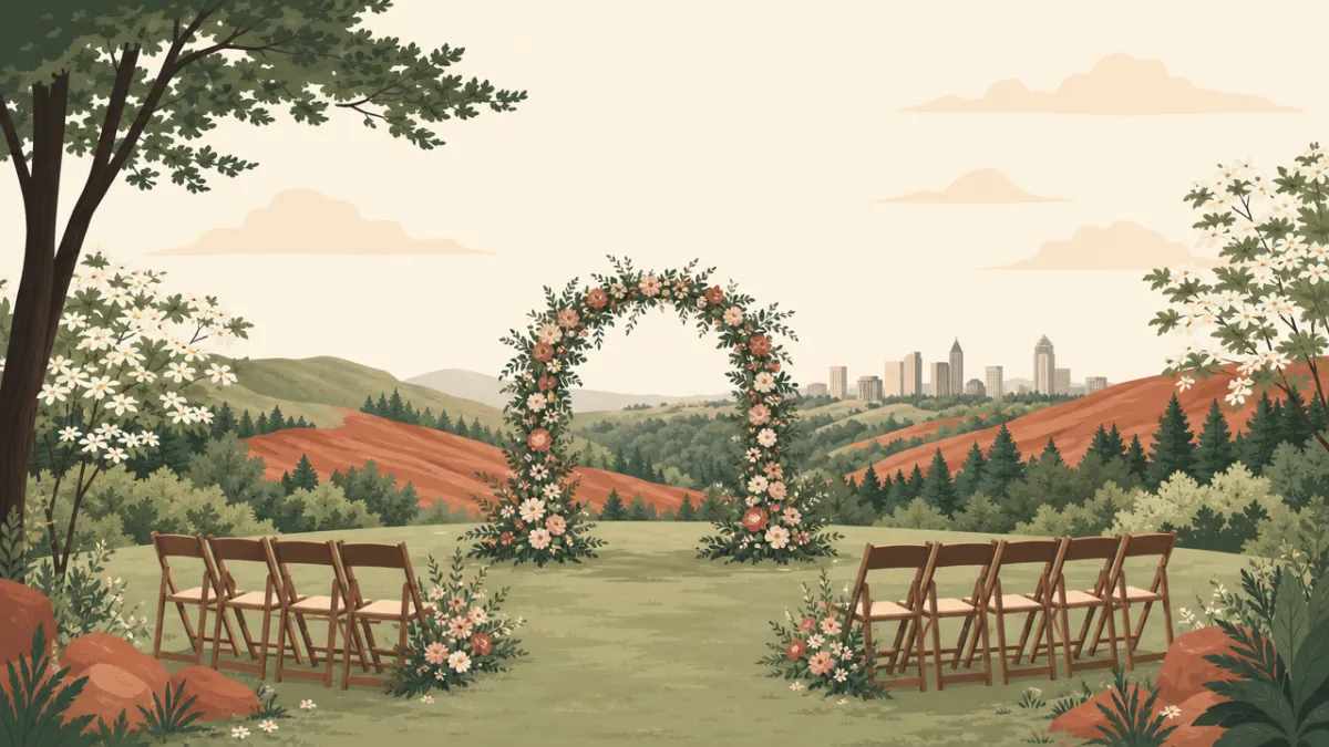 Illustration of outdoor ceremony and reception sites in the Atlanta area