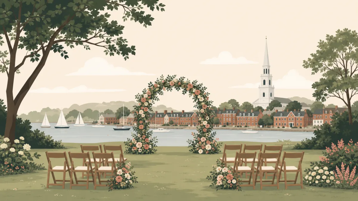 Illustration of outdoor ceremony and reception sites in the Boston area