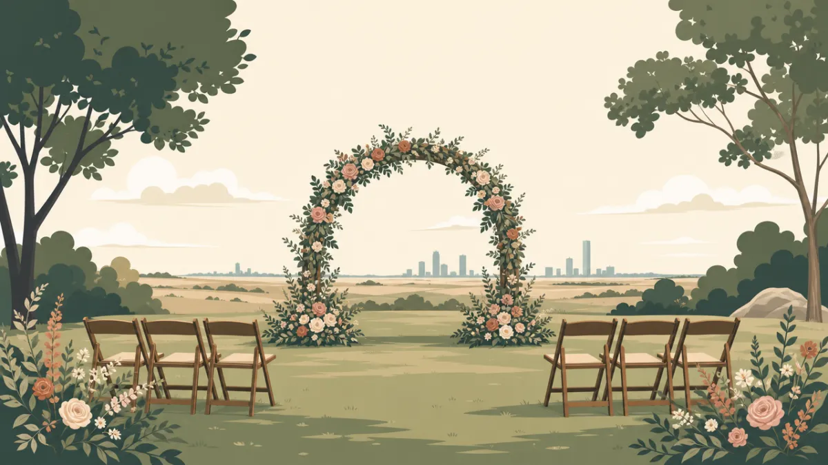 Illustration of outdoor ceremony and reception sites in the Chicago area