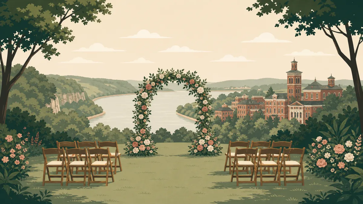 Illustration of outdoor ceremony and reception sites in the Cincinnati area