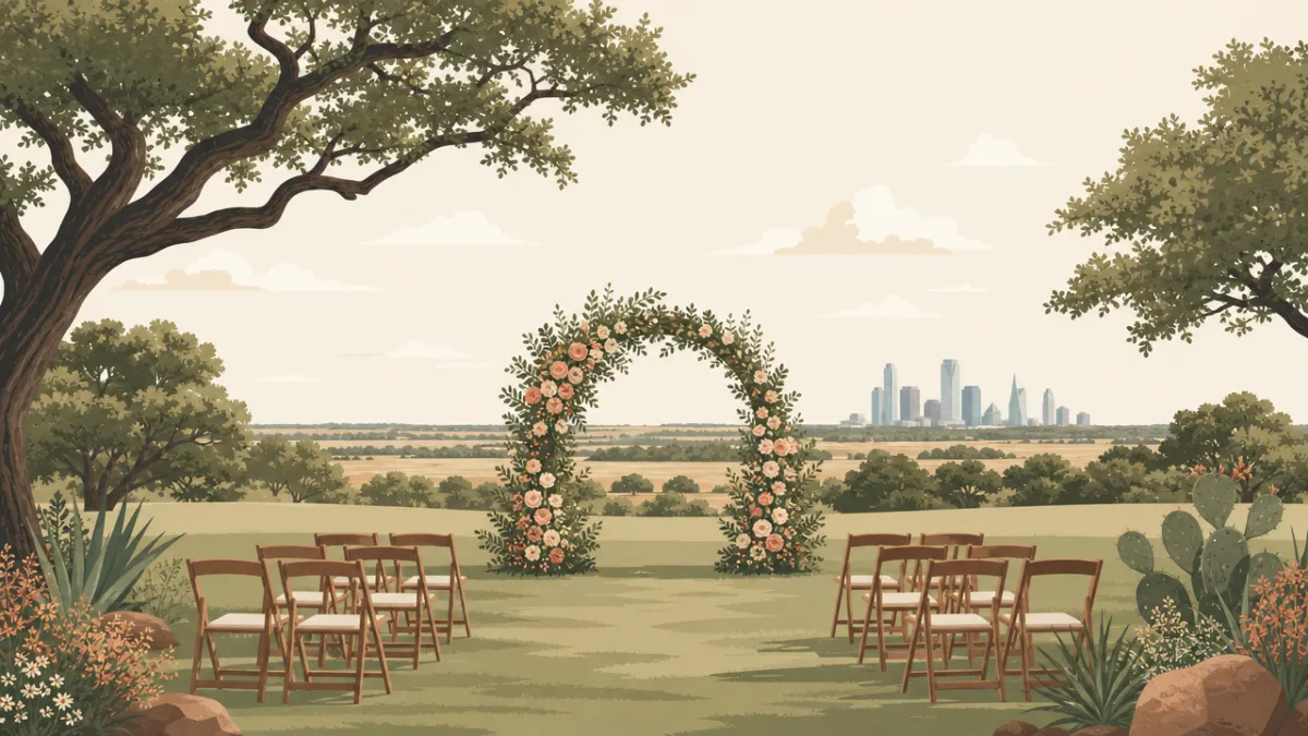 Illustration of outdoor ceremony and reception sites in the Dallas-Fort Worth area