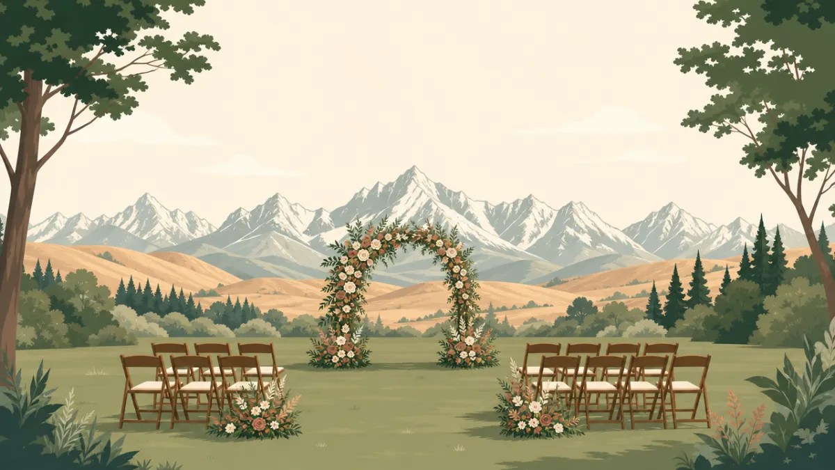 Illustration of outdoor ceremony and reception sites in the Denver area