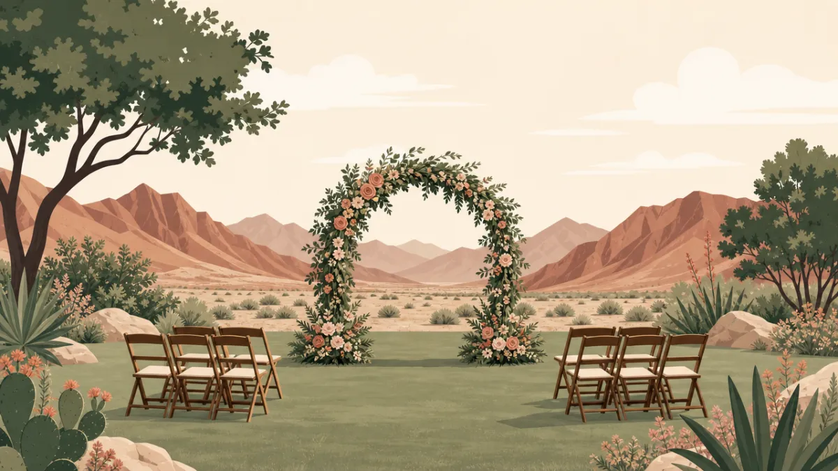 Illustration of outdoor ceremony and reception sites in the Las Vegas area