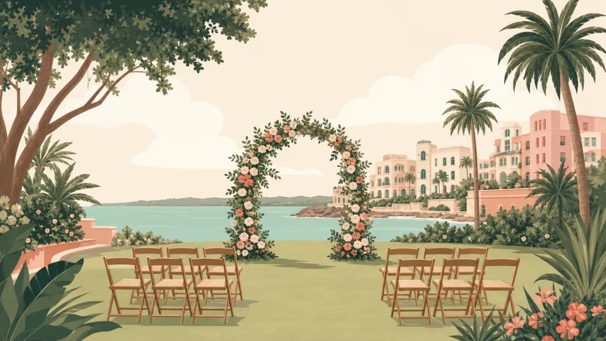 Illustration of outdoor ceremony and reception sites in the Miami area