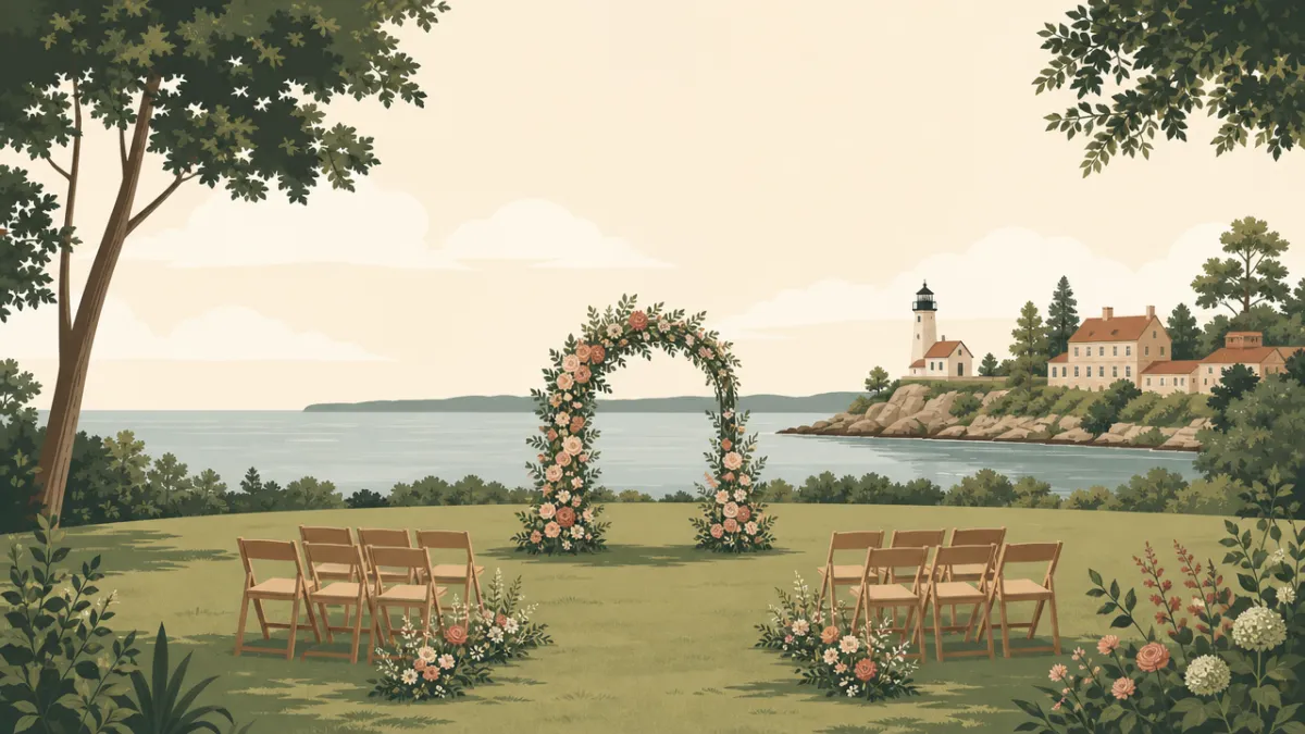 Illustration of outdoor ceremony and reception sites in the Milwaukee area