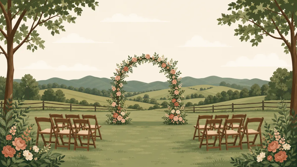 Illustration of outdoor ceremony and reception sites in the Nashville area
