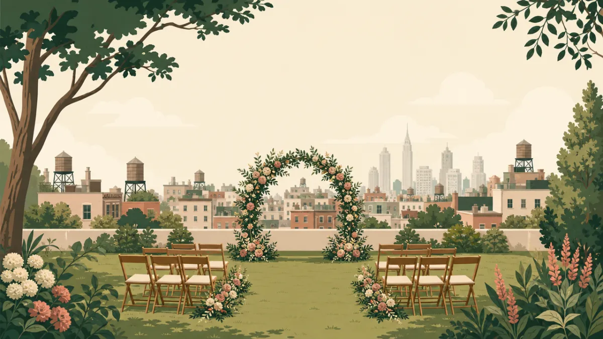 Illustration of outdoor ceremony and reception sites in the New York City area