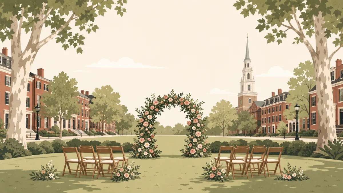 Illustration of outdoor ceremony and reception sites in the Philadelphia area