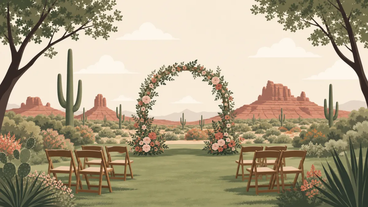 Illustration of outdoor ceremony and reception sites in the Phoenix area