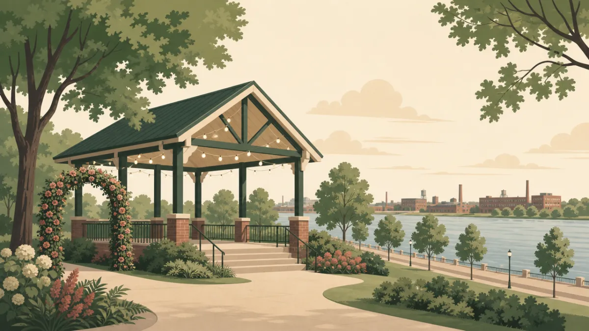 Illustration of park and pavilion venues in the Detroit area