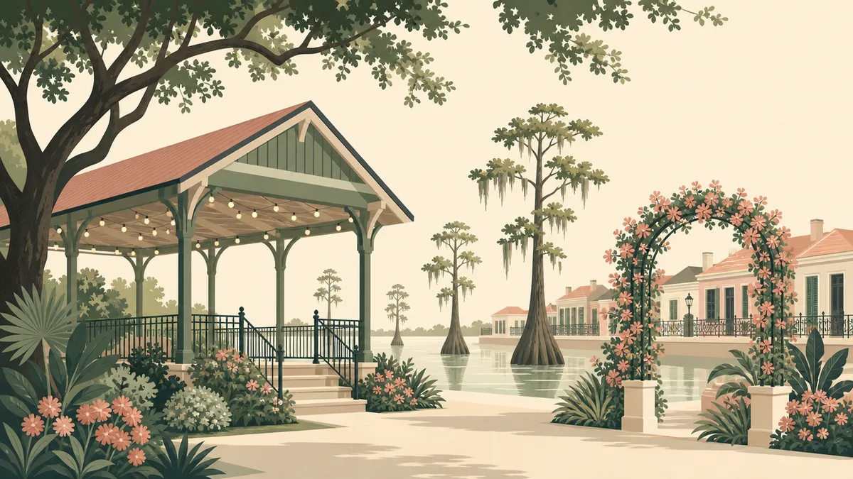 Illustration of park and pavilion venues in the New Orleans area