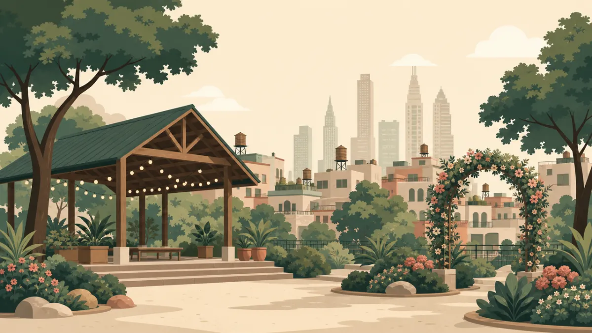 Illustration of park and pavilion venues in the New York City area