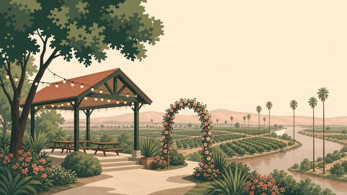 Illustration of park and pavilion venues in the Sacramento area
