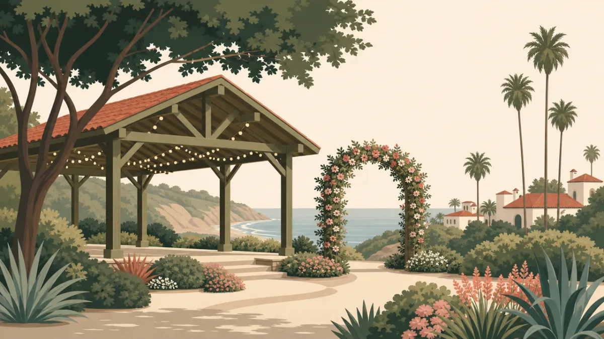 Illustration of park and pavilion venues in the San Diego area