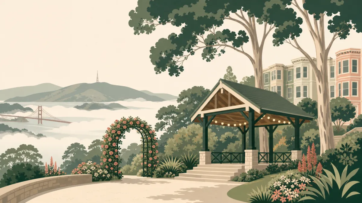 Illustration of park and pavilion venues in the San Francisco Bay Area area