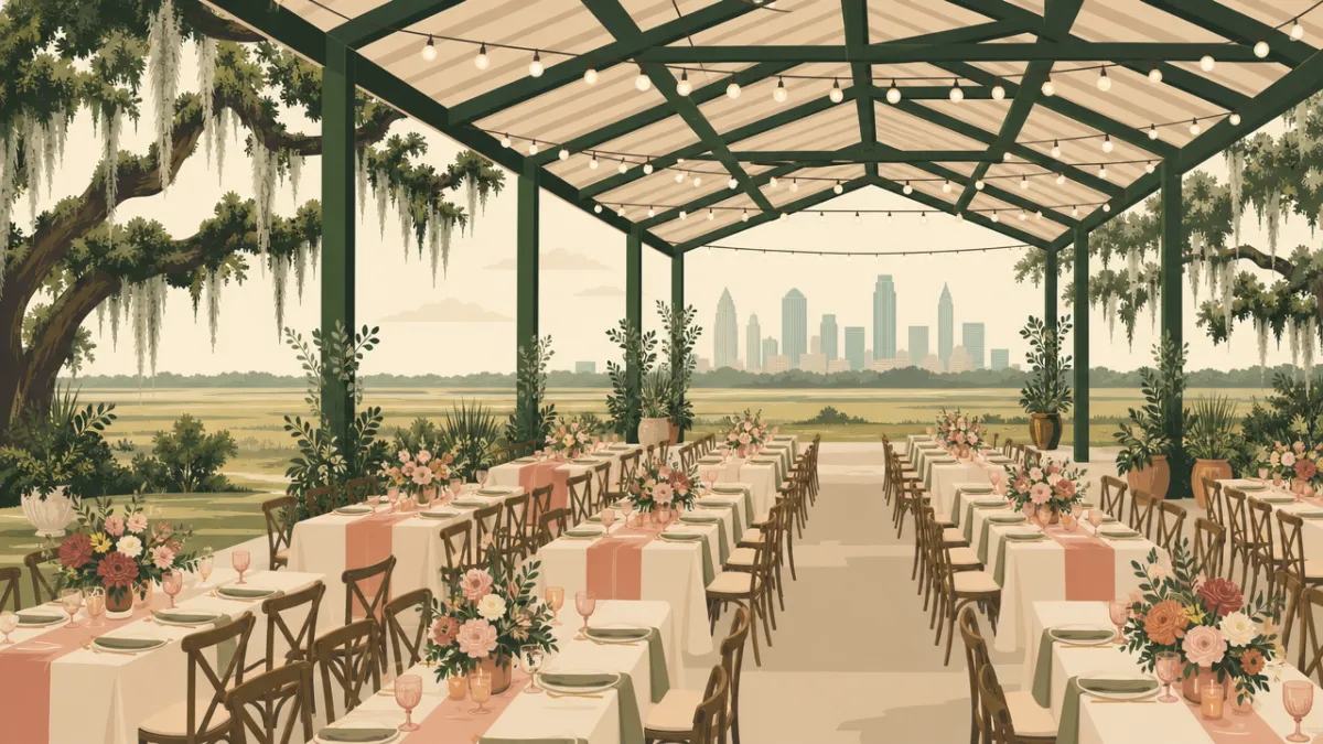 Illustration of venues that seat 50 or more in the Houston area